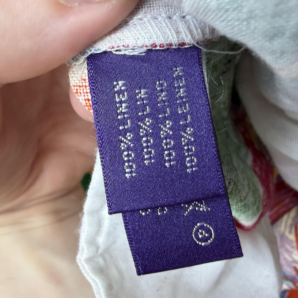 Ralph Lauren Collection Cargo Pants Womens 8 Linen Floral Hawaiian Purple Label - Picture 3 of 11